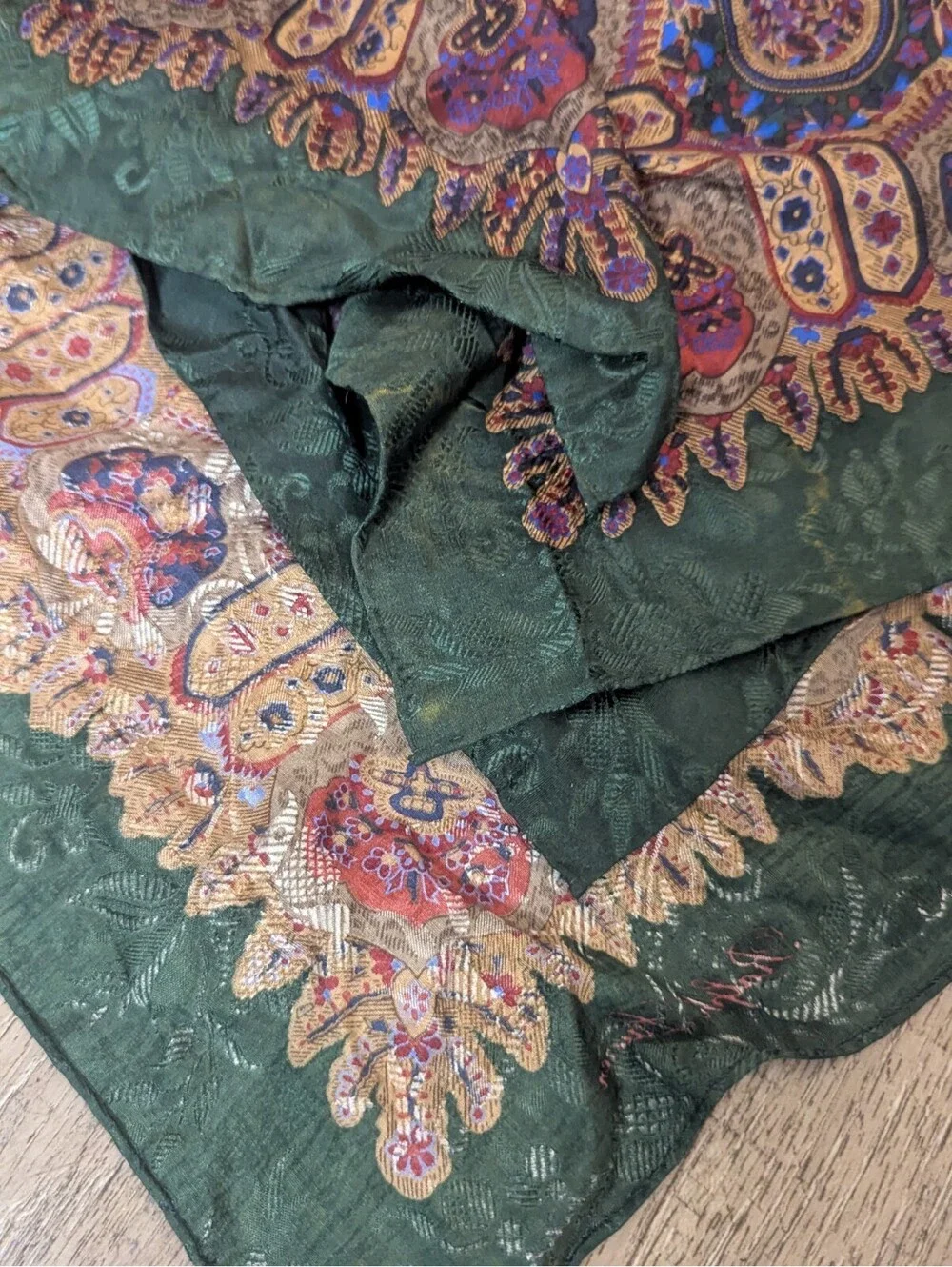 Polo Ralph Lauren green paisley silk scarf
